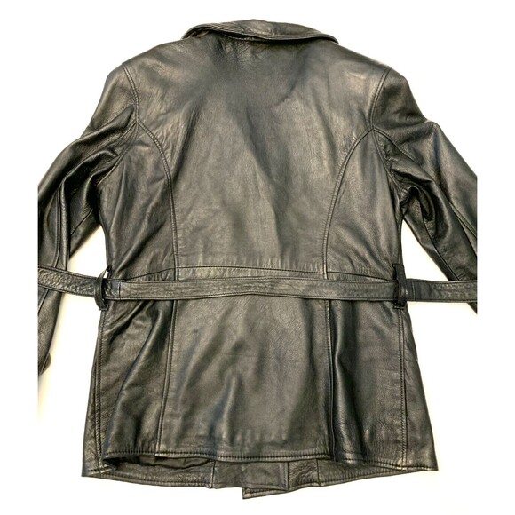 Antica Pelleria Leather Jacket Womens XL VTG Trench Coat Italian Soft - Picture 8 of 10
